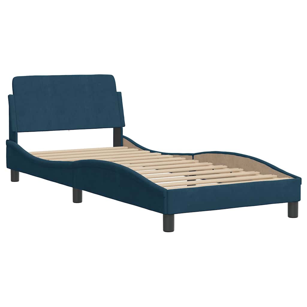 Vidaxl bedframe met hoofdeinde dover fluweel blauw 90x200 cm
