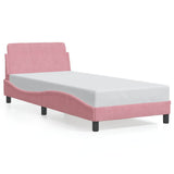 Vidaxl bedframe met hoofdeinde dover 90x200 cm fluweel roze