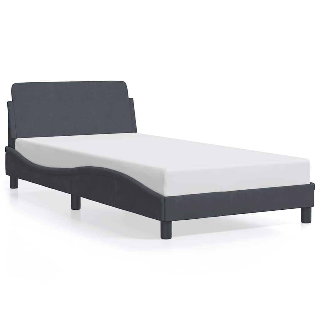 Vidaxl bedframe dover 100x200 cm fluweel donkergrijs