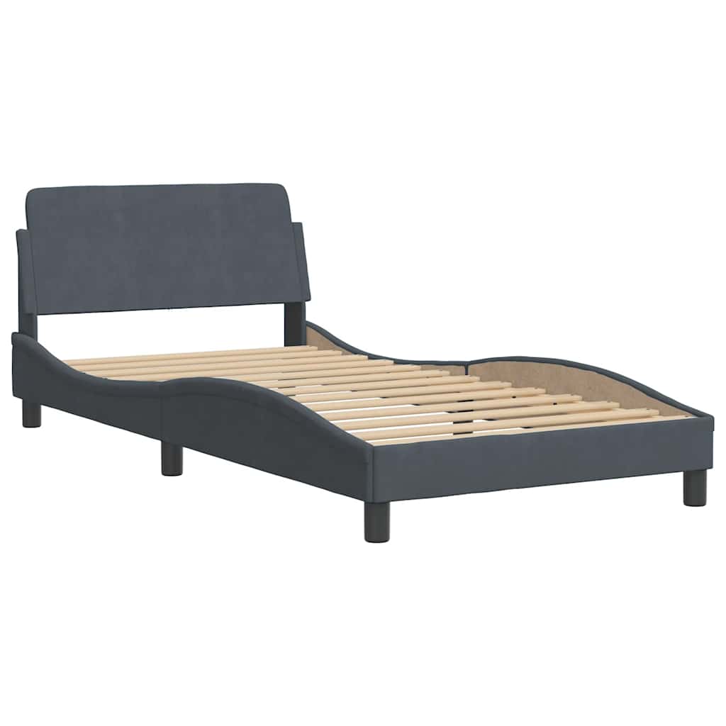 Vidaxl bedframe dover 100x200 cm fluweel donkergrijs