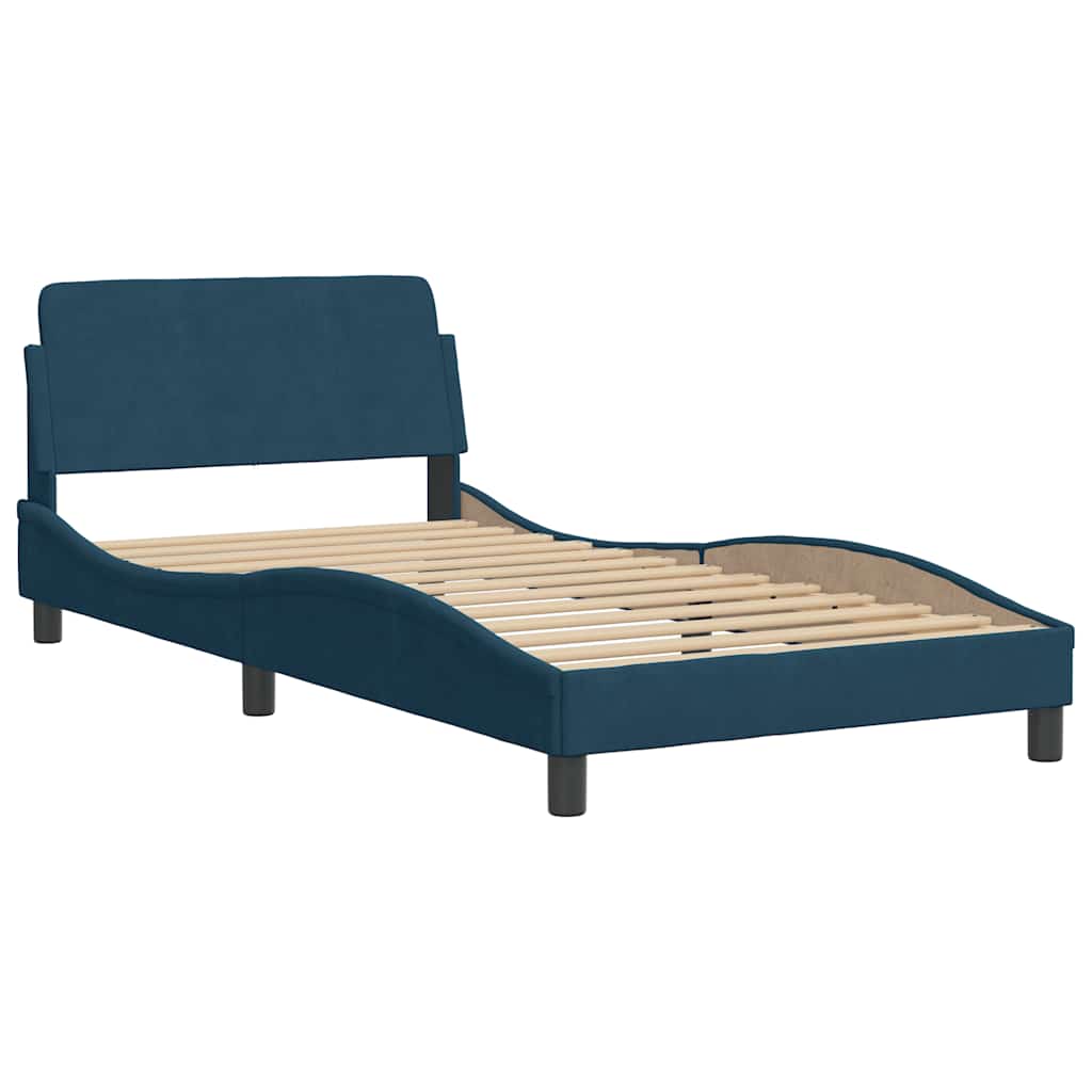 Vidaxl bedframe met hoofdeinde dover fluweel blauw 100x200 cm