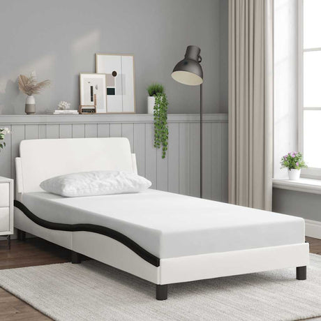Vidaxl bedframe dover kunstleer zwart en wit 100x200 cm