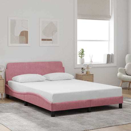 Vidaxl bedframe met hoofdeinde dover 120x200 cm fluweel roze