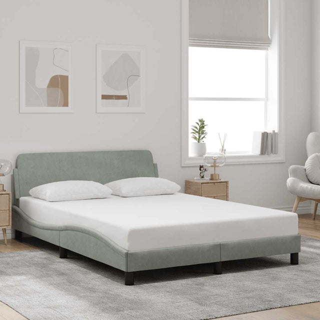 Vidaxl bedframe dover 140x190 cm fluweel lichtgrijs