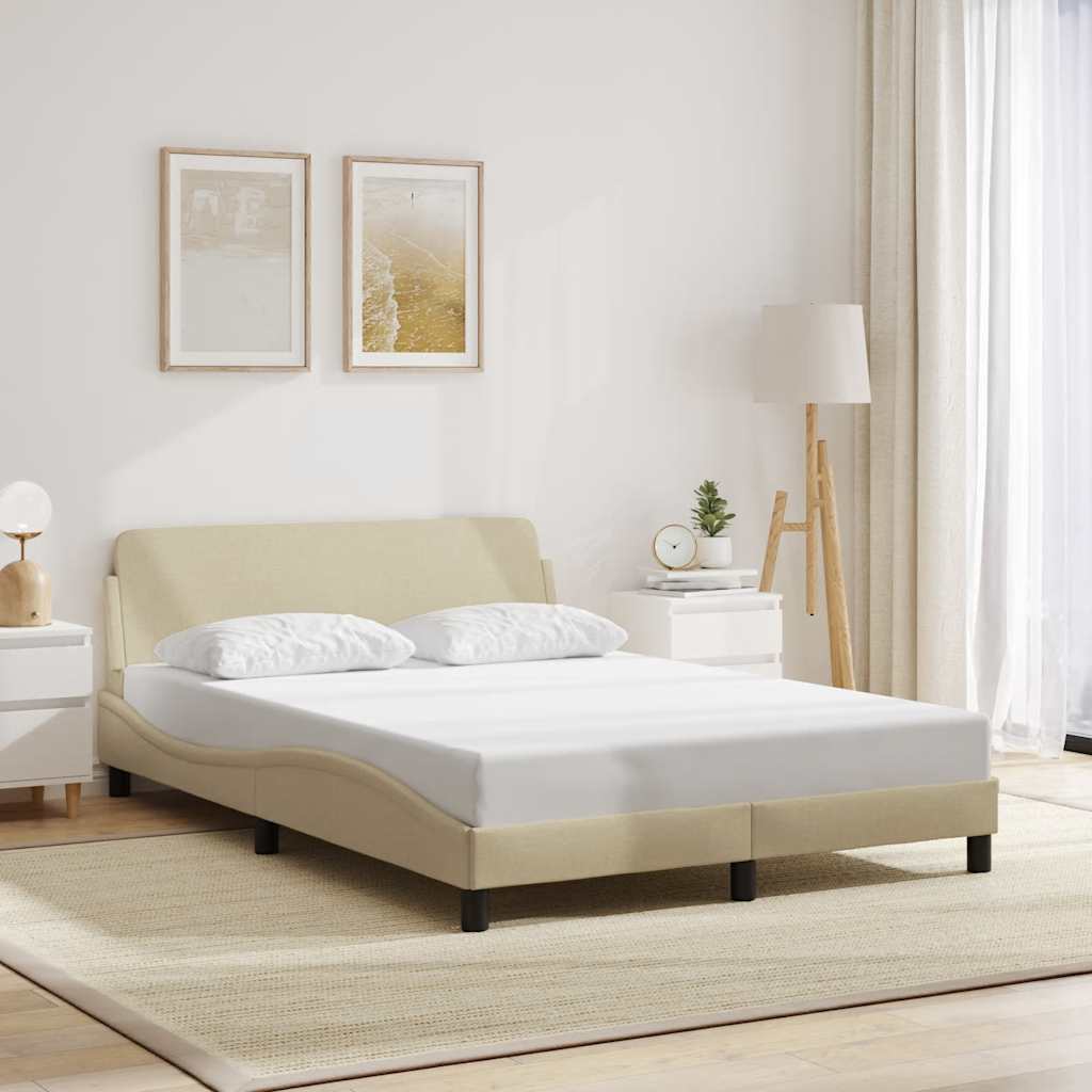 Vidaxl bedframe dover stof crèmekleurig 140x200 cm