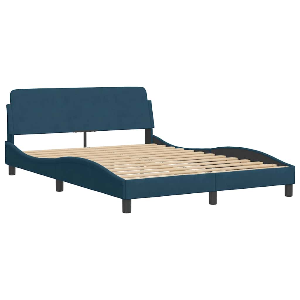 Vidaxl bedframe met hoofdeinde dover fluweel blauw 140x200 cm
