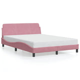 Vidaxl bedframe met hoofdeinde dover 140x200 cm fluweel roze