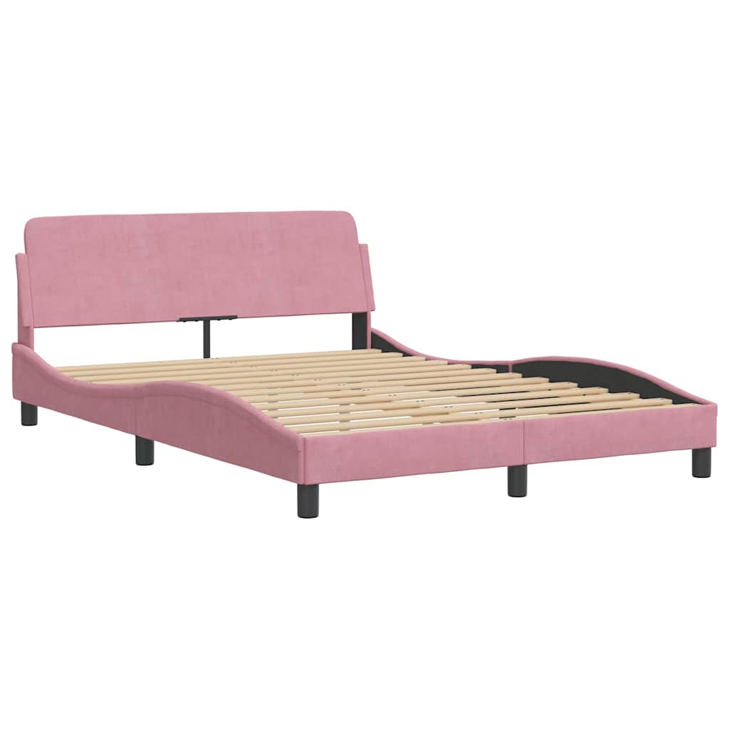 Vidaxl bedframe met hoofdeinde dover 140x200 cm fluweel roze