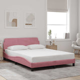 Vidaxl bedframe met hoofdeinde dover 140x200 cm fluweel roze