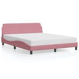 Vidaxl bedframe met hoofdeinde dover 160x200 cm fluweel roze