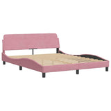 Vidaxl bedframe met hoofdeinde dover 160x200 cm fluweel roze