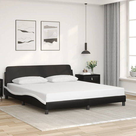 Vidaxl bedframe dover kunstleer zwart en wit 180x200 cm