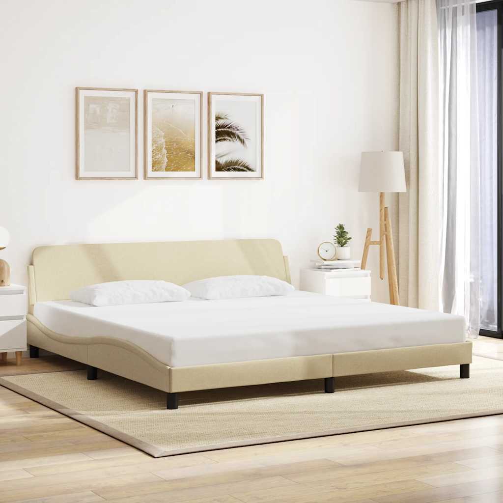 Vidaxl bedframe dover stof crèmekleurig 200x200 cm