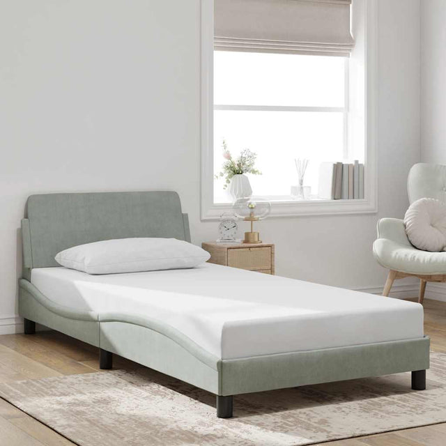 Vidaxl bedframe dover fluweel lichtgrijs 100x190 cm