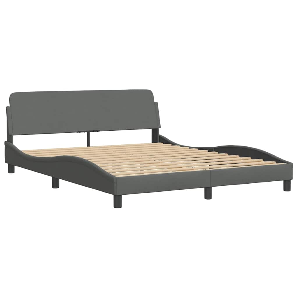 Vidaxl bedframe dover stof donkergrijs 152x203 cm