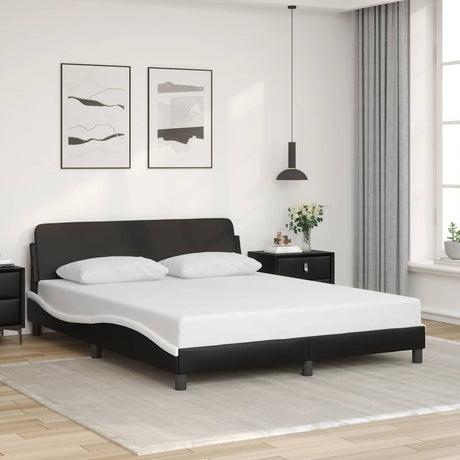 Vidaxl bedframe dover kunstleer zwart en wit 152x203 cm