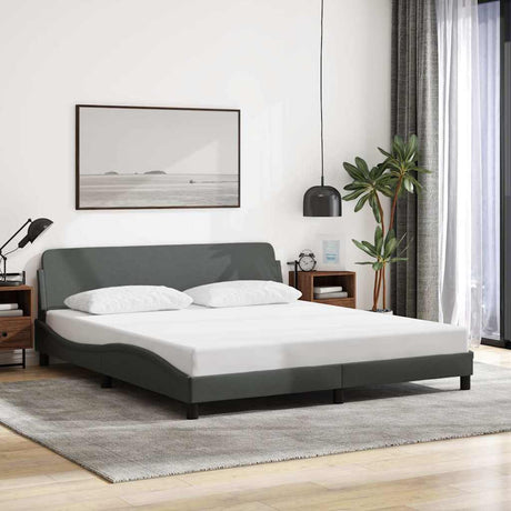 Vidaxl bedframe dover stof donkergrijs 183x213 cm
