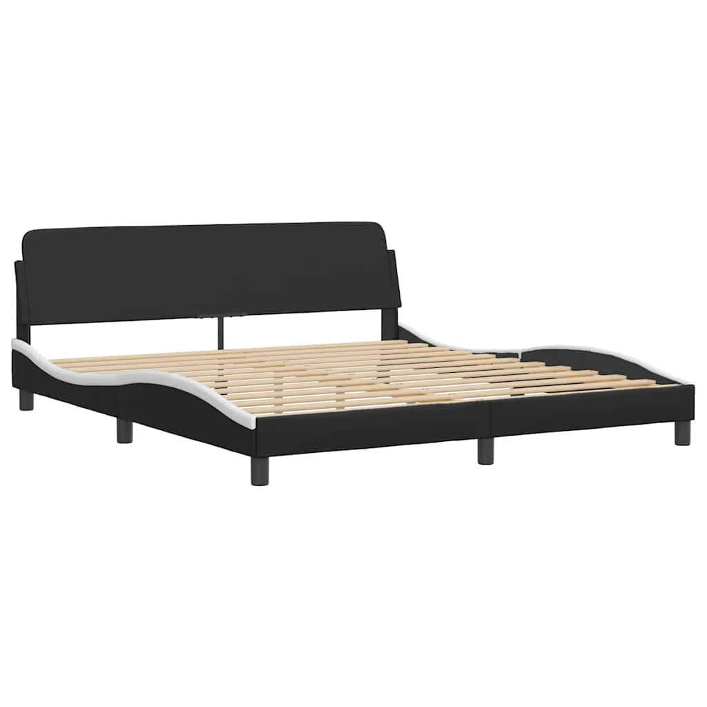 Vidaxl bedframe dover kunstleer zwart en wit 183x213 cm