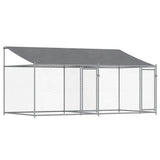 VidaXL Hundehütte mit Dach und Türen 4x2x2 m verzinkter Stahl grau