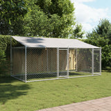 VidaXL Hundehütte mit Dach und Türen 4x2x2 m verzinkter Stahl grau