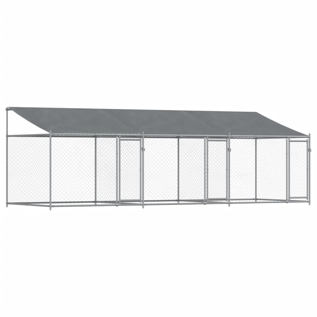 VidaXL Hundehütte mit Dach und Türen 6x2x2 m verzinkter Stahl grau