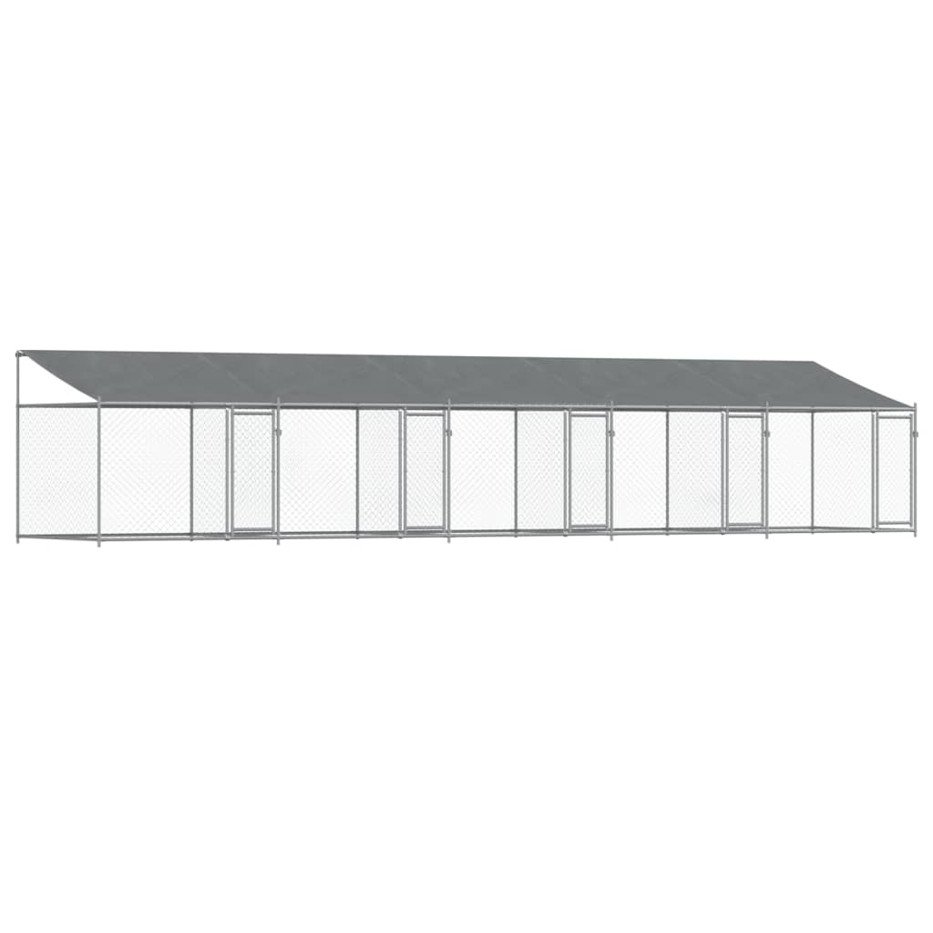VidaXL Hundehütte mit Dach und Türen 10x2x2 m verzinkter Stahl grau