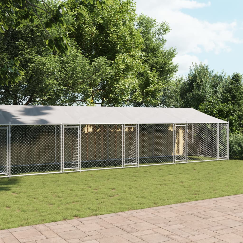 VidaXL Hundehütte mit Dach und Türen 10x2x2 m verzinkter Stahl grau