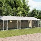 VidaXL Hundehütte mit Dach und Türen 12x2x2 m verzinkter Stahl grau