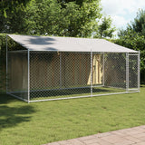 VidaXL Hundehütte mit Dach und Tür 4x2x2 m verzinkter Stahl grau