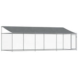 VidaXL Hundehütte mit Dach und Tür 6x2x2 m verzinkter Stahl grau