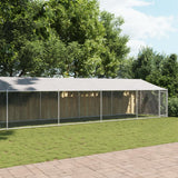 VidaXL Hundehütte mit Dach und Tür 10x2x2 m verzinkter Stahl grau