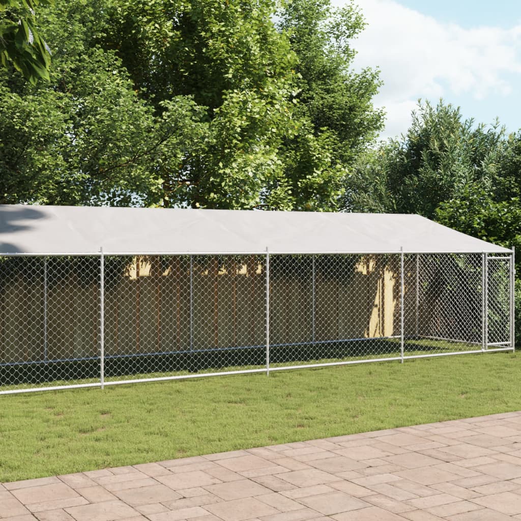 VidaXL Hundehütte mit Dach und Tür 10x2x2 m verzinkter Stahl grau