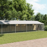 VidaXL Hundehütte mit Dach und Tür 12x2x2 m verzinkter Stahl grau