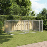 VidaXL Hundehütte mit Türen 4x2x1,5 m verzinkter Stahl grau