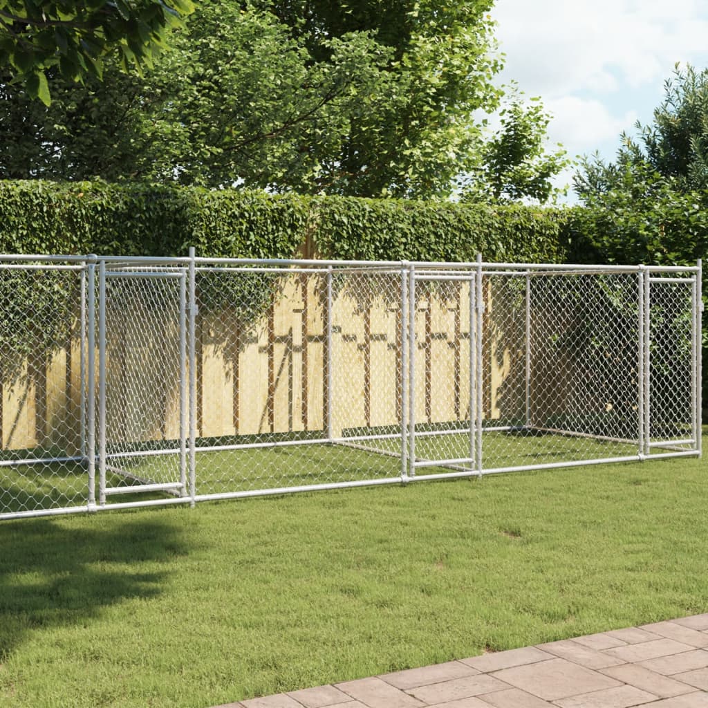 VidaXL Hundehütte mit Türen 8x2x1,5 m verzinkter Stahl grau