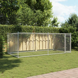 VidaXL Hundehütte mit Tür 4x2x1,5 m verzinkter Stahl grau