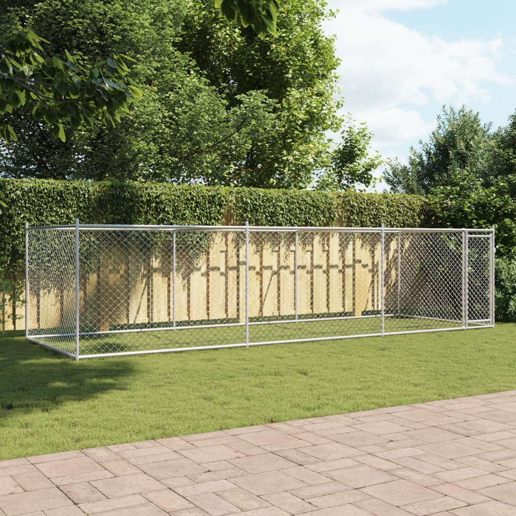 VidaXL Hundehütte mit Tür 6x2x1,5 m verzinkter Stahl grau