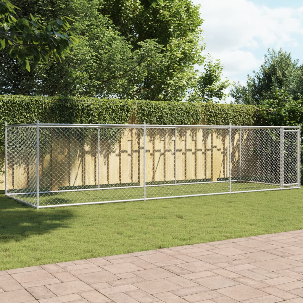VidaXL Hundehütte mit Tür 6x2x1,5 m verzinkter Stahl grau