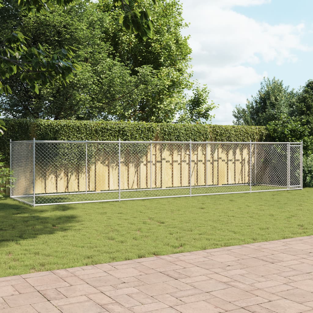 VidaXL Hundehütte mit Tür 8x2x1,5 m verzinkter Stahl grau