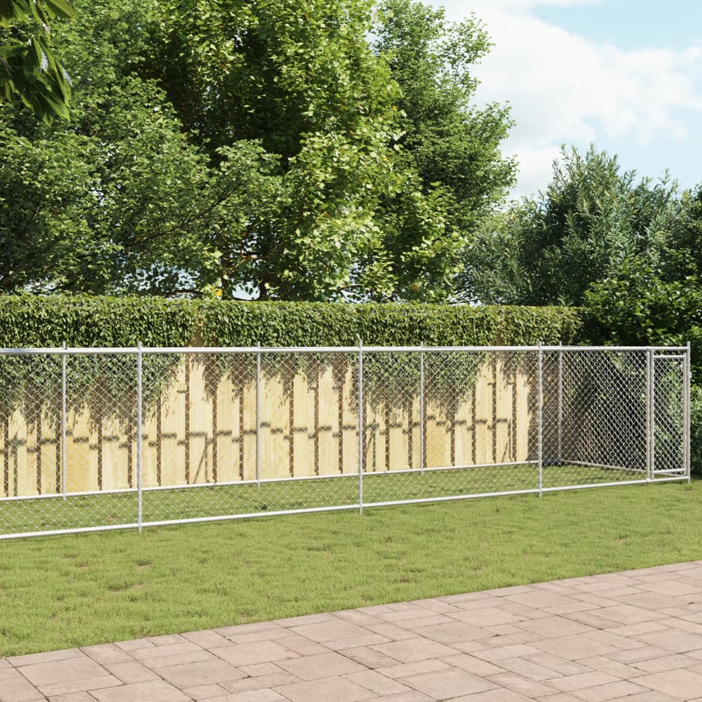 VidaXL Hundehütte mit Tür 10x2x1,5 m verzinkter Stahl grau