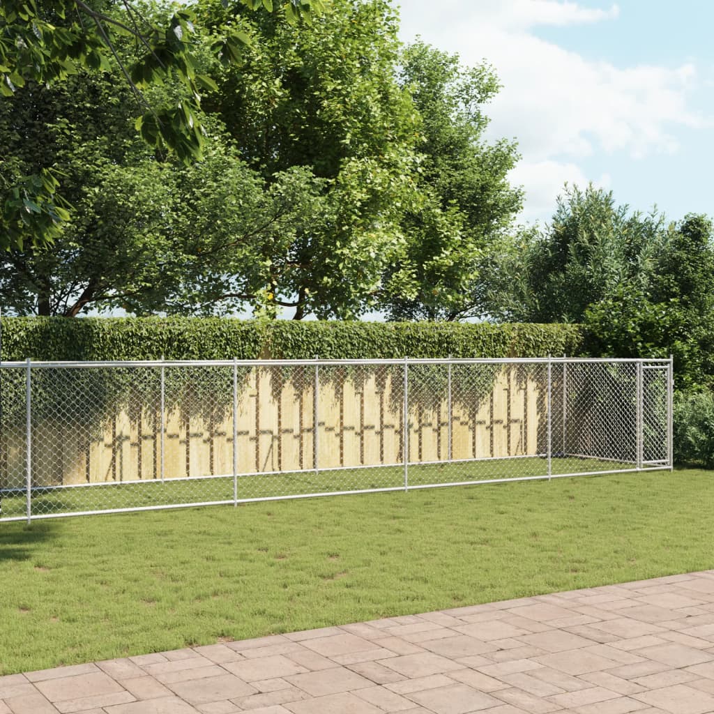 VidaXL Hundehütte mit Tür 12x2x1,5 m verzinkter Stahl grau