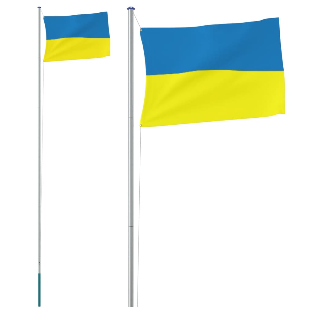 Vidaxxl Flagge mit Fahnenmast Ukraine 6,23 m Aluminium