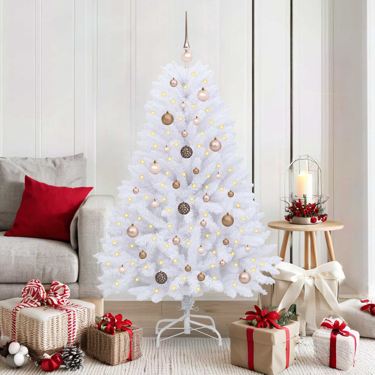 Vidaxl kunstkerstboom 150 cm pvc en staal wit