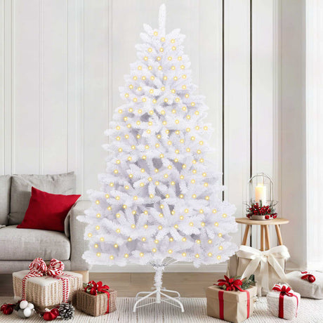 Vidaxl kunstkerstboom 300 led's pvc en staal wit