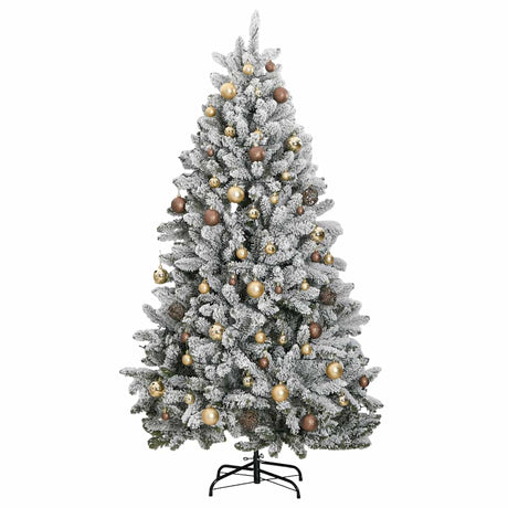 Vidaxl kunstkerstboom met scharnieren 300 led's en kerstballen 210 cm
