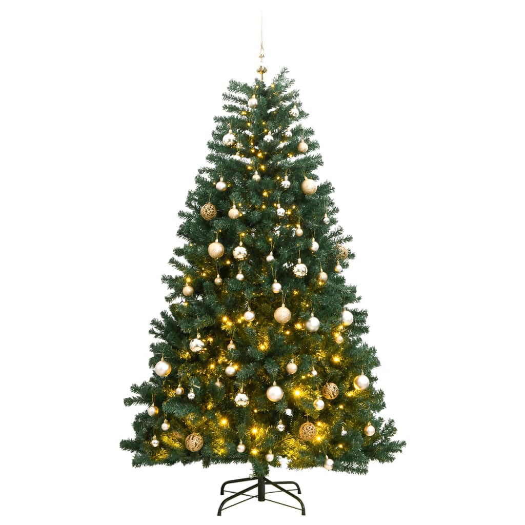 VidaXL Künstlicher Weihnachtsbaum mit Scharnieren 300 LEDs und Weihnachtskugeln 240 cm