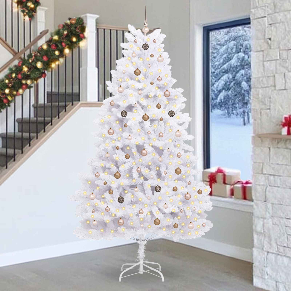 Vidaxl kunstkerstboom 270 cm pvc en staal wit