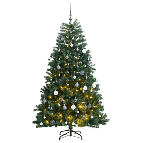 VidaXL Künstlicher Weihnachtsbaum mit Scharnieren 300 LEDs und Weihnachtskugeln 180 cm