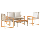 Vidaxl 4-delige loungeset met kussens poly rattan gemengd beige