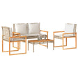 Vidaxl 4-delige loungeset met kussens poly rattan gemengd beige